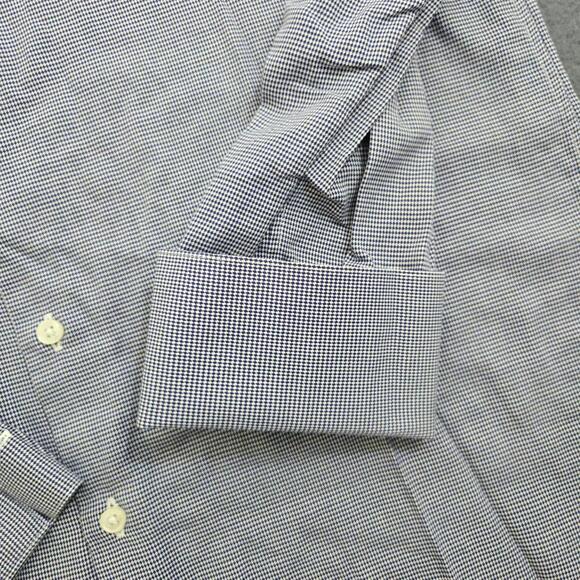 Neiman Marcus Men 34/35 16 Trim Fit Blue Button Up French Cuff Dress Shirt - Picture 5 of 13